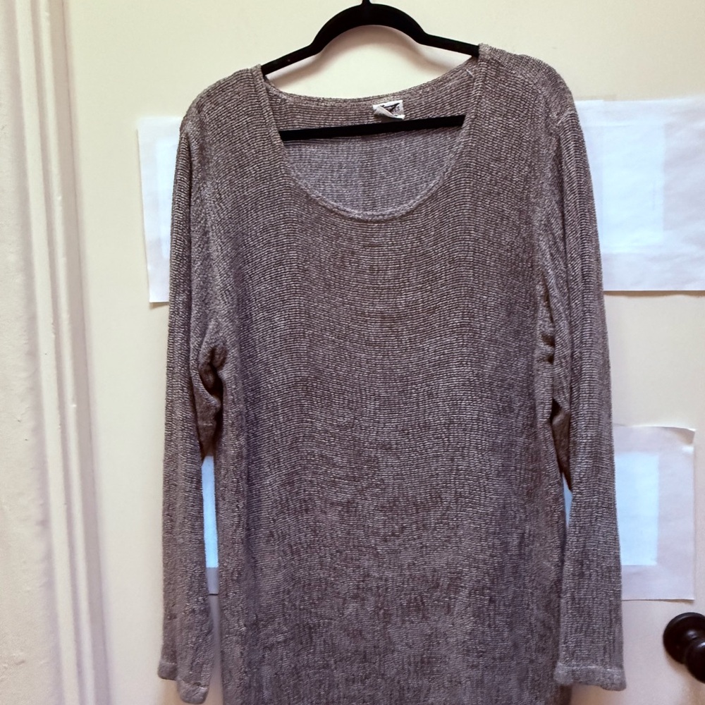 CP Shades Long Gray/Green Rayon Knit Chenille Sweater Size M